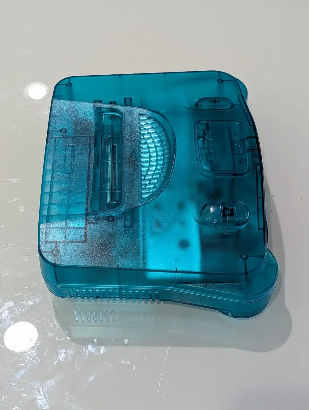 Transparent Ice Blue Nintendo 64 N64 Videogame Console (NUS-001) with Jumper Pak